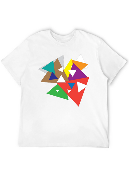 Abstract Geometric Triangle Graphic Black T-Shirt