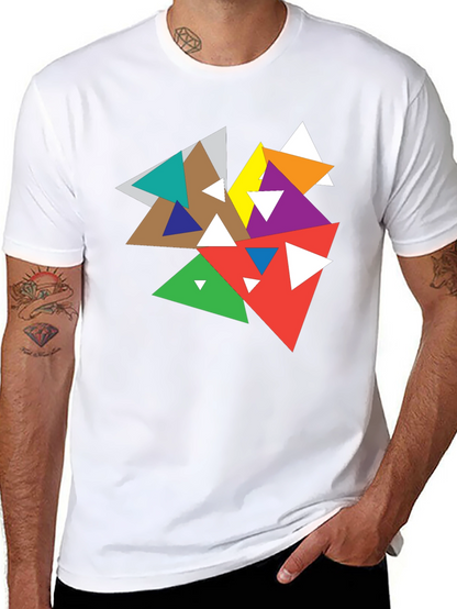 Abstract Geometric Triangle Graphic Black T-Shirt