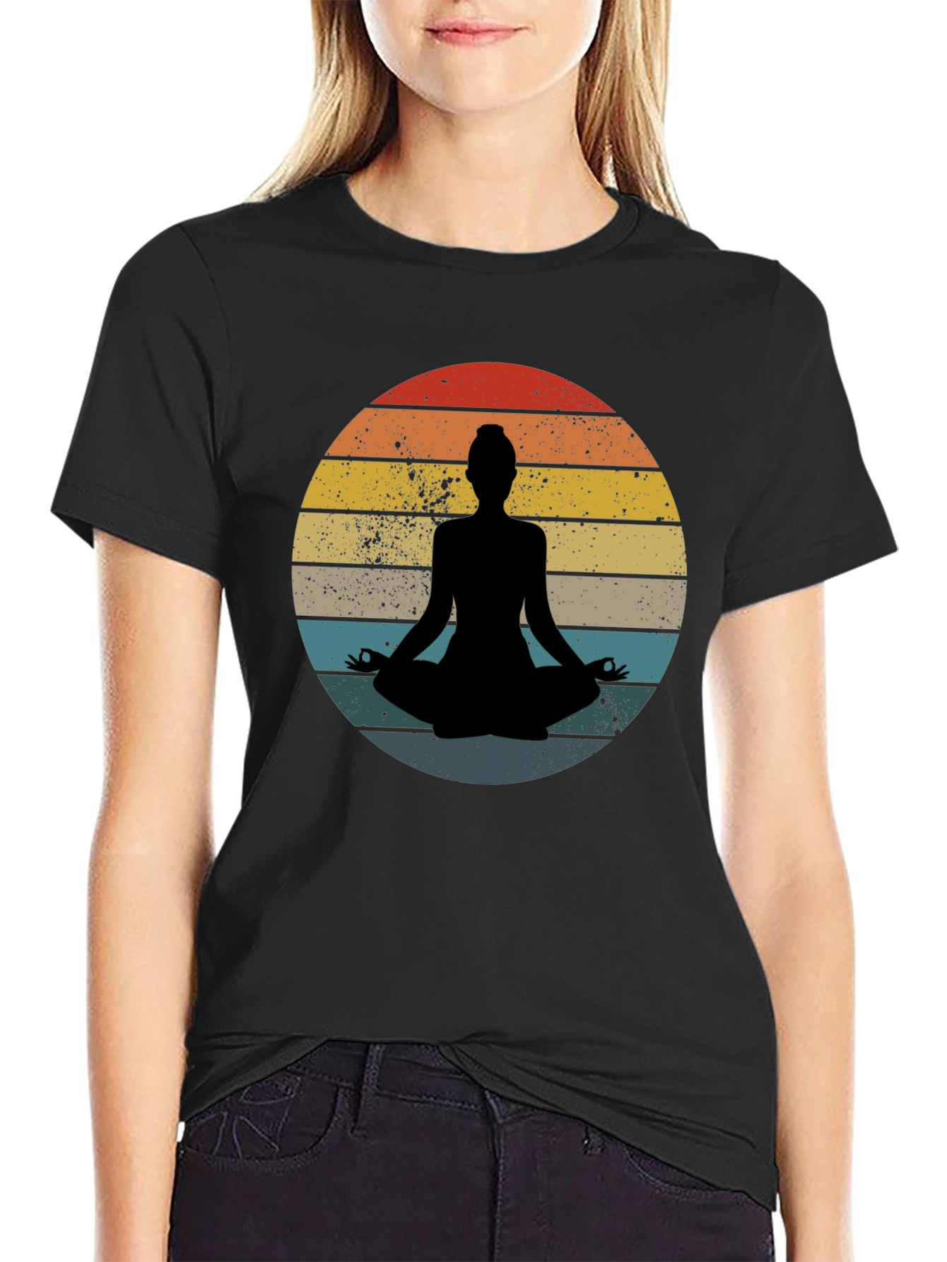 Yoga Silhouette Retro Sunset T-Shirt