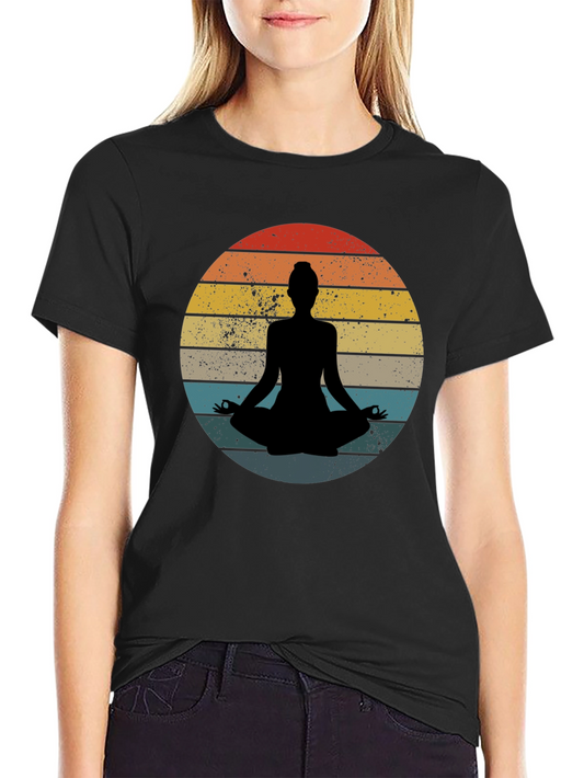 Yoga Silhouette Retro Sunset T-Shirt
