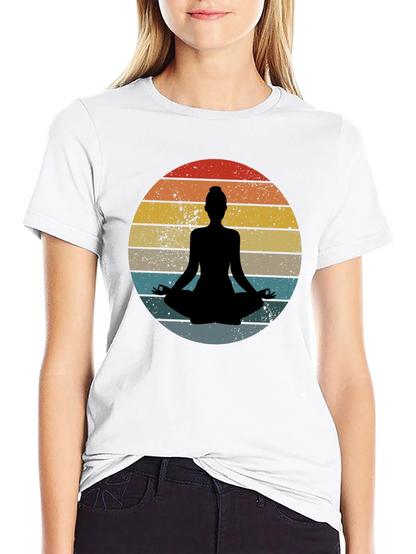 Yoga Silhouette Retro Sunset T-Shirt