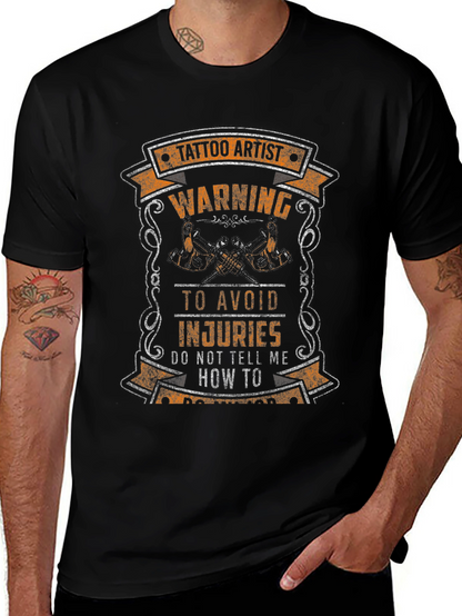 Tattoo Artist Warning Graphic Tee - Black