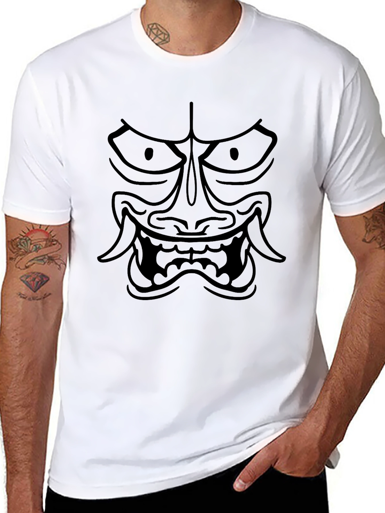 Black Oni Mask Graphic T-Shirt - Urban Streetwear