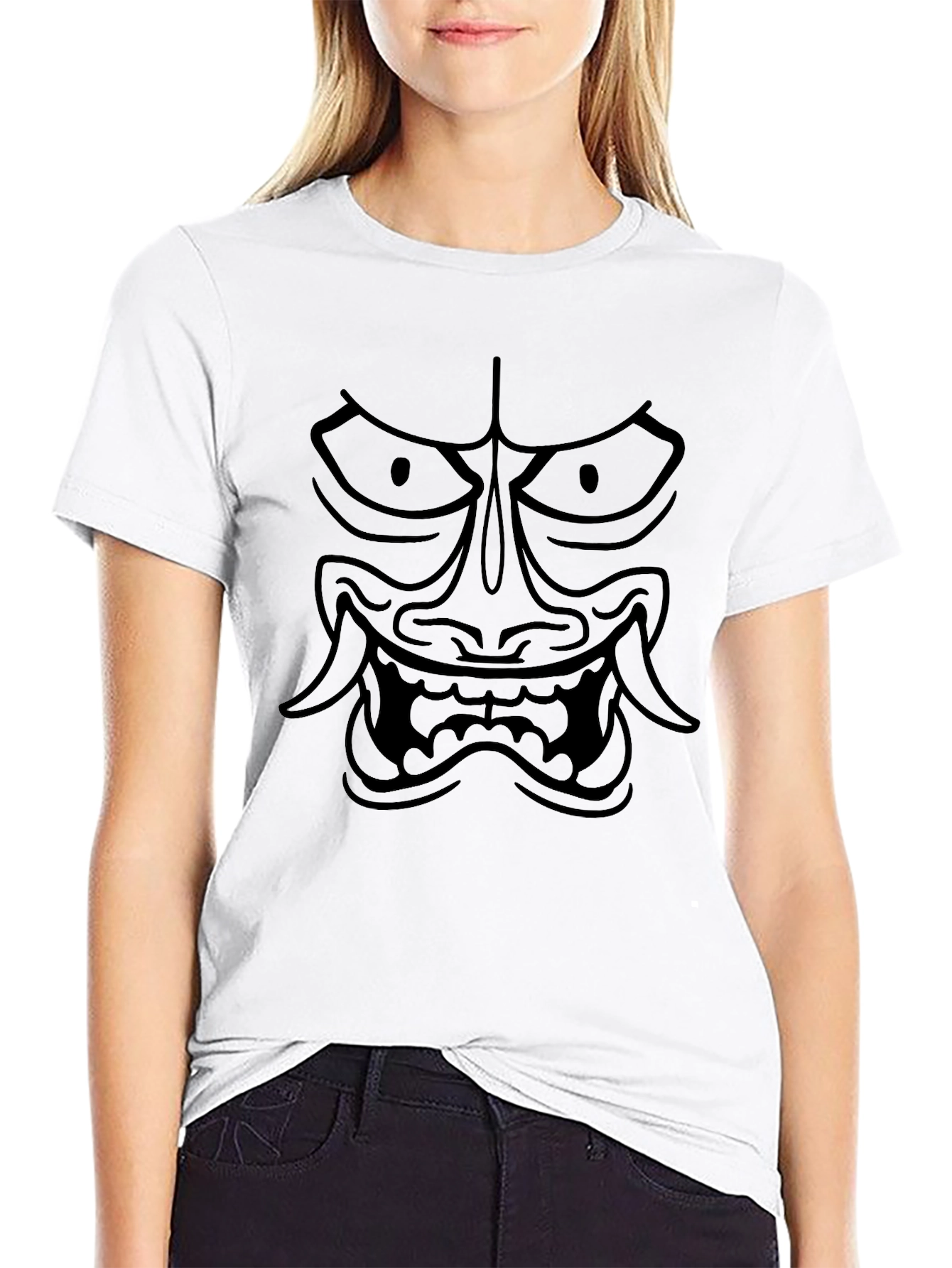 Black Oni Mask Graphic T-Shirt - Urban Streetwear