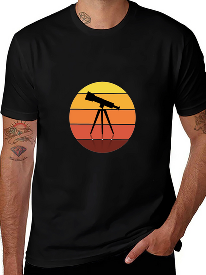 Telescope Sunset Graphic Tee - Astronomy Lovers Shirt