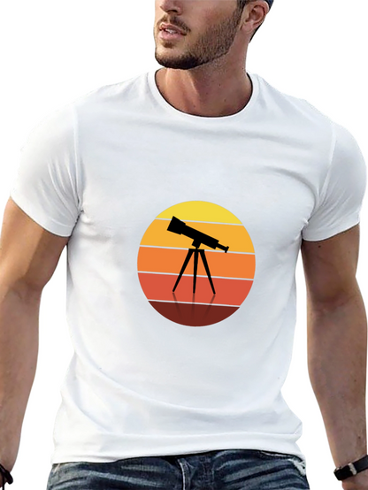 Telescope Sunset Graphic Tee - Astronomy Lovers Shirt