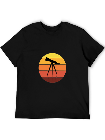 Telescope Sunset Graphic Tee - Astronomy Lovers Shirt
