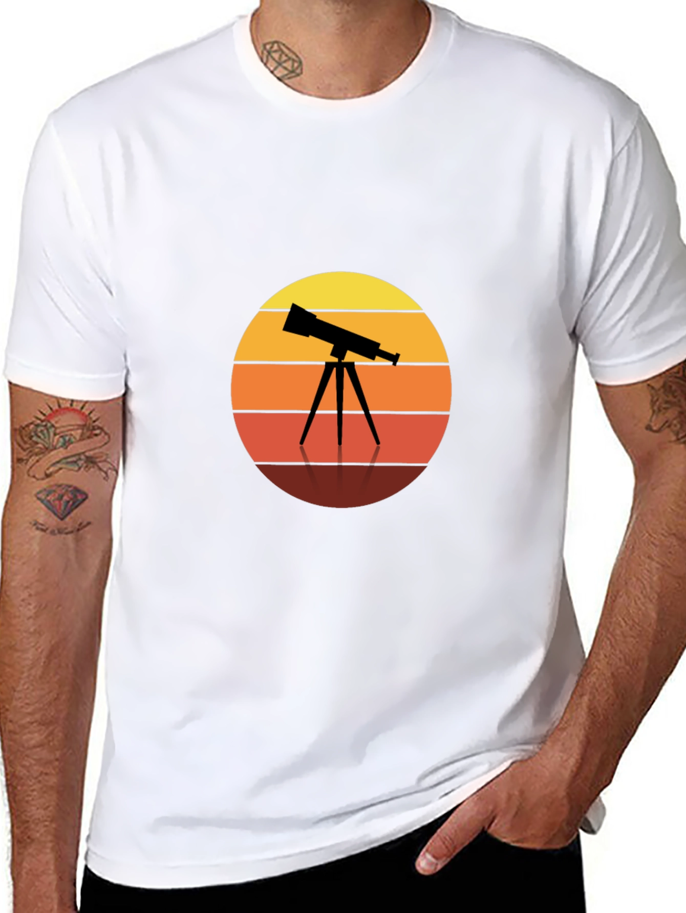 Telescope Sunset Graphic Tee - Astronomy Lovers Shirt