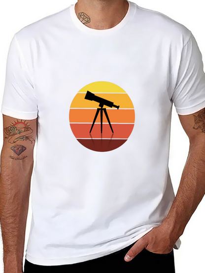 Telescope Sunset Graphic Tee - Astronomy Lovers Shirt