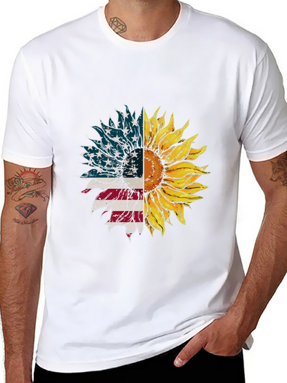 American Flag Sunflower Graphic Tee - Black
