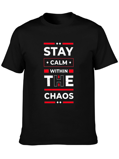 Stay Calm Within The Chaos Black Graphic T-Shirt