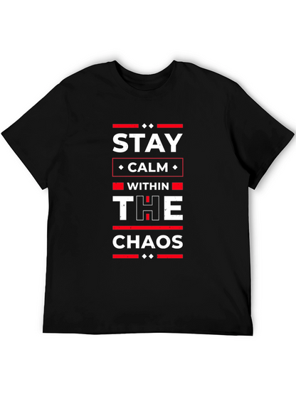 Stay Calm Within The Chaos Black Graphic T-Shirt