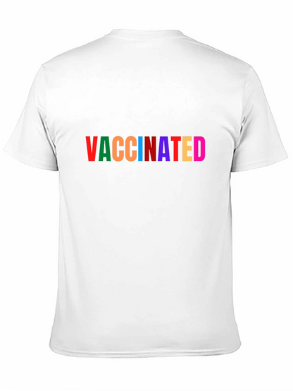 Vaccinated Rainbow Text Black T-Shirt