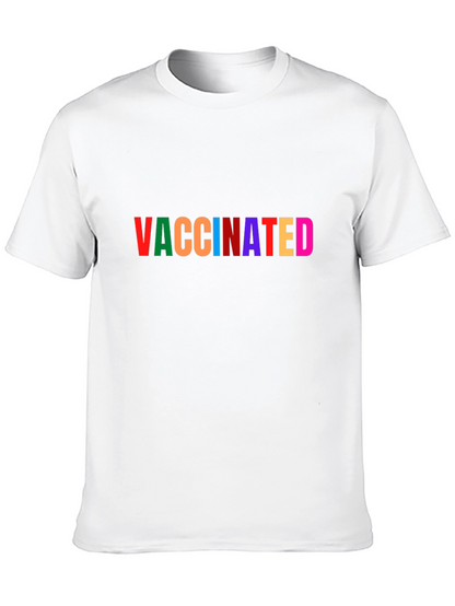 Vaccinated Rainbow Text Black T-Shirt