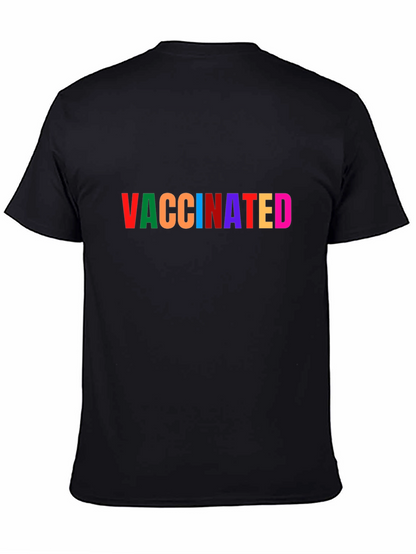 Vaccinated Rainbow Text Black T-Shirt