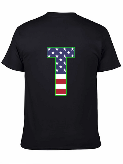 USA Flag Letter T Patriotic T-Shirt