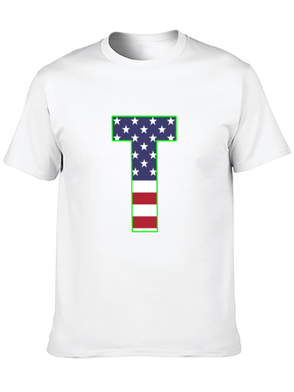 USA Flag Letter T Patriotic T-Shirt