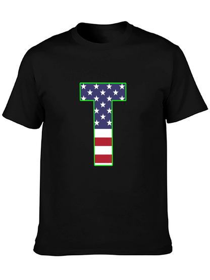 USA Flag Letter T Patriotic T-Shirt