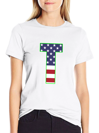 USA Flag Letter T Patriotic T-Shirt