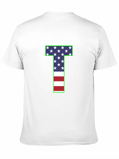 USA Flag Letter T Patriotic T-Shirt