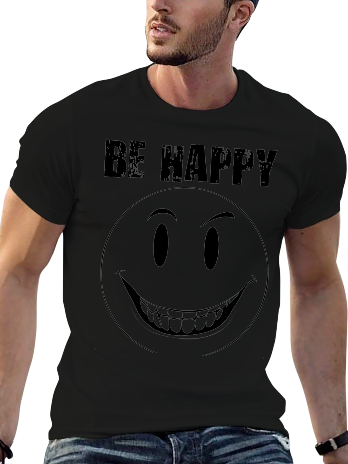 Be Happy Graphic Tee - Creepy Smile T-Shirt