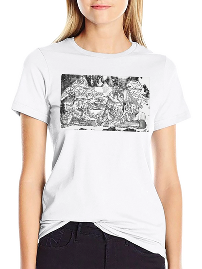 Abstract Collage Print Black Tee