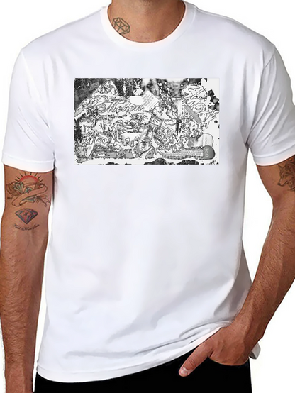 Abstract Collage Print Black Tee