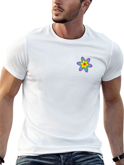 Black T-Shirt with Rainbow Flower
