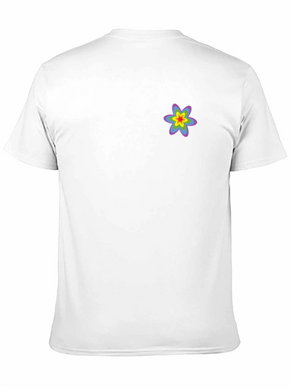 Black T-Shirt with Rainbow Flower