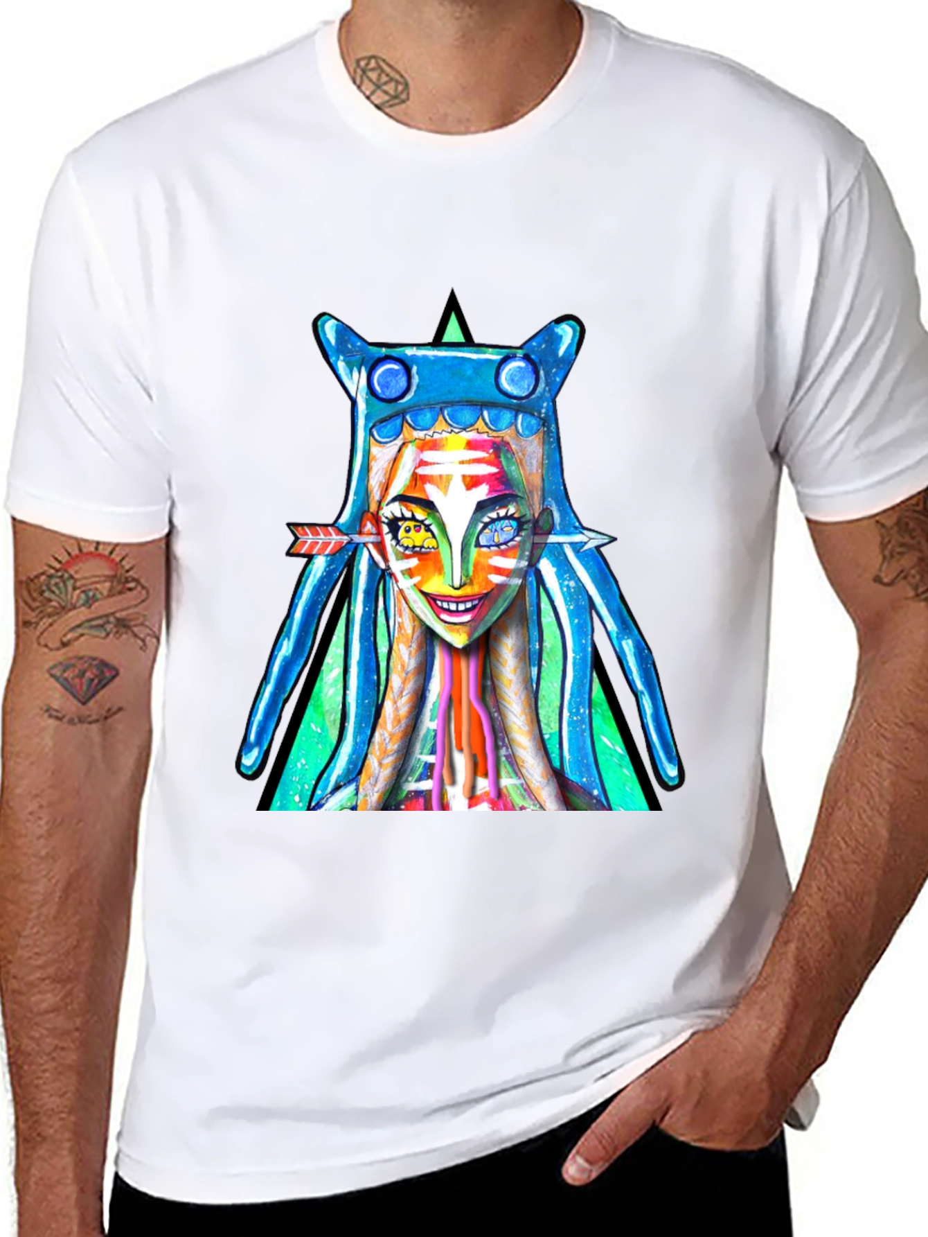 Vibrant Graphic Print Tee - Unique Artistic Design