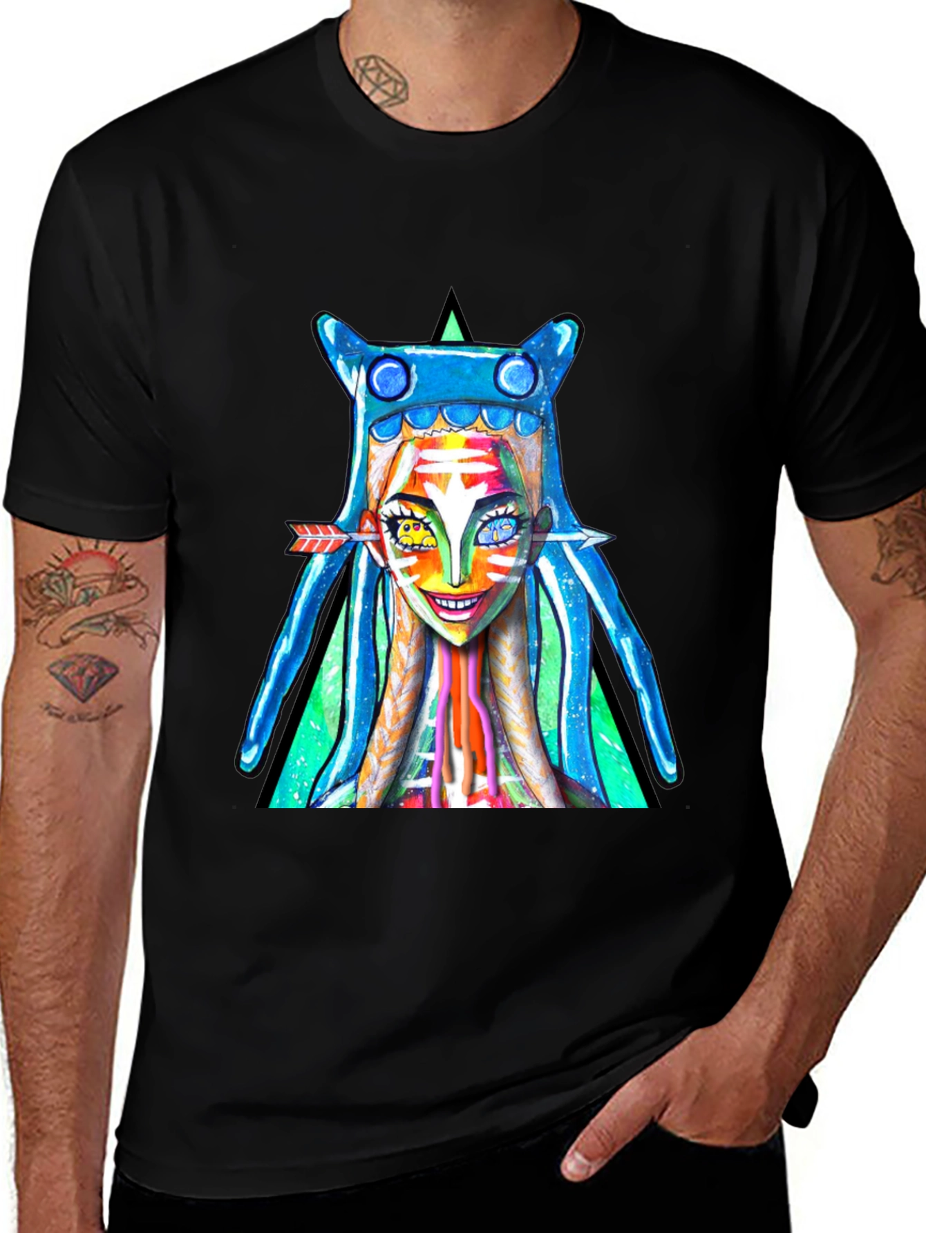 Vibrant Graphic Print Tee - Unique Artistic Design