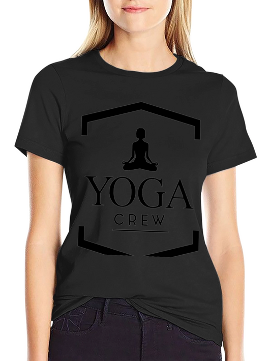 Yoga Crew Black T-Shirt - Meditating Silhouette
