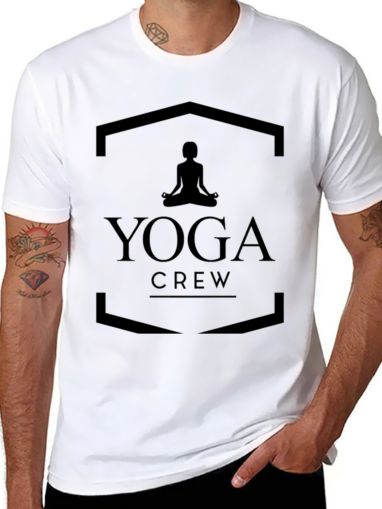 Yoga Crew Black T-Shirt - Meditating Silhouette