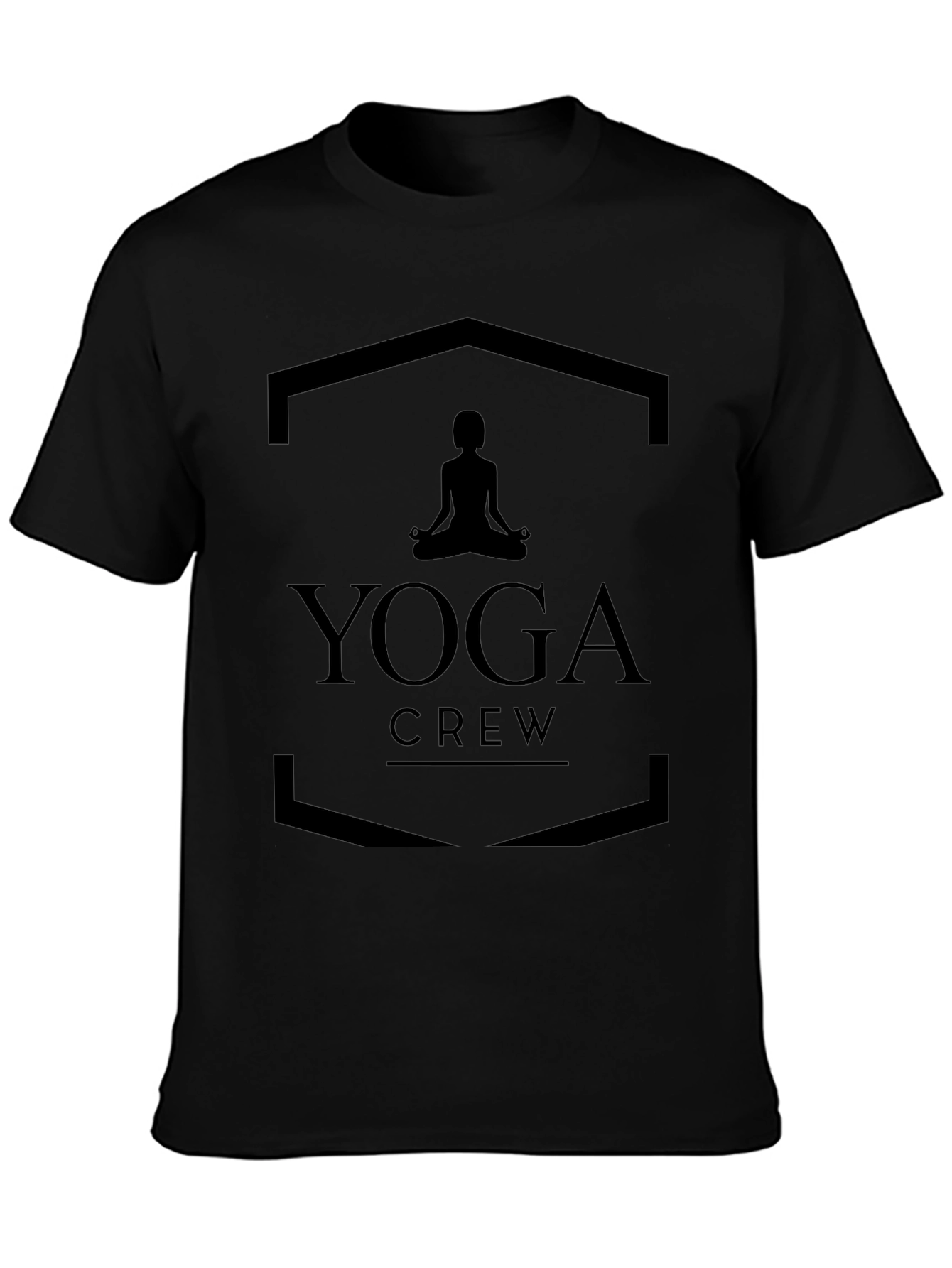Yoga Crew Black T-Shirt - Meditating Silhouette
