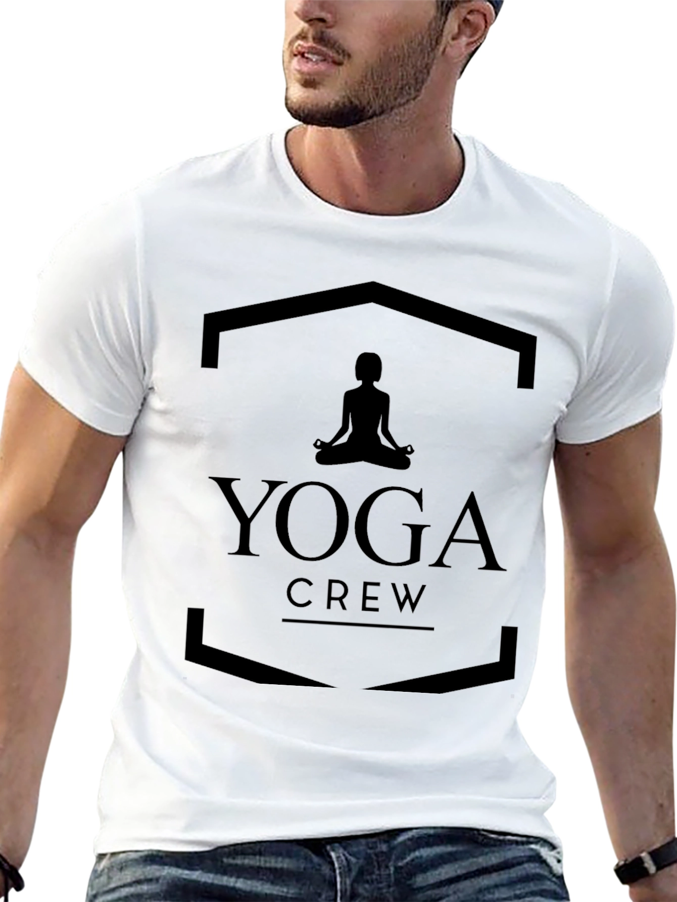 Yoga Crew Black T-Shirt - Meditating Silhouette