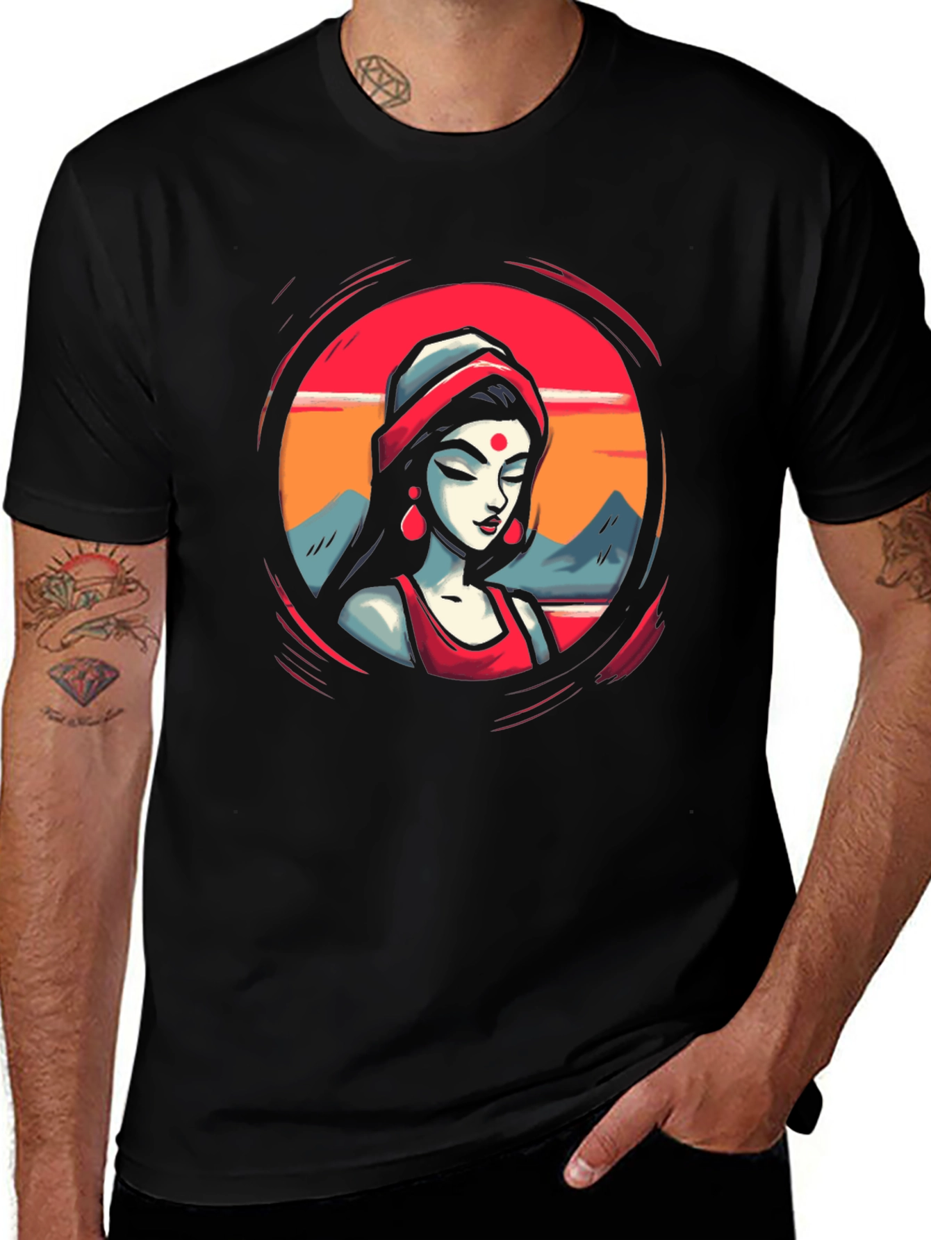 Vibrant Woman Graphic Black T-Shirt