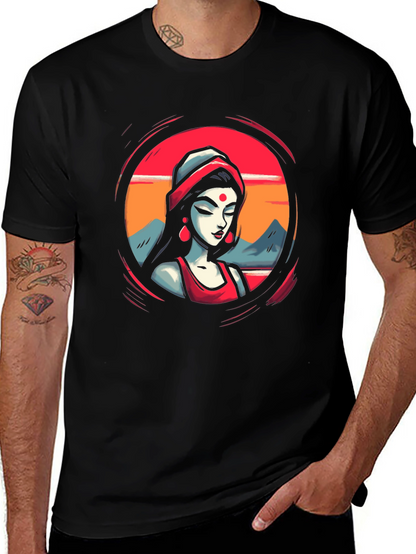 Vibrant Woman Graphic Black T-Shirt