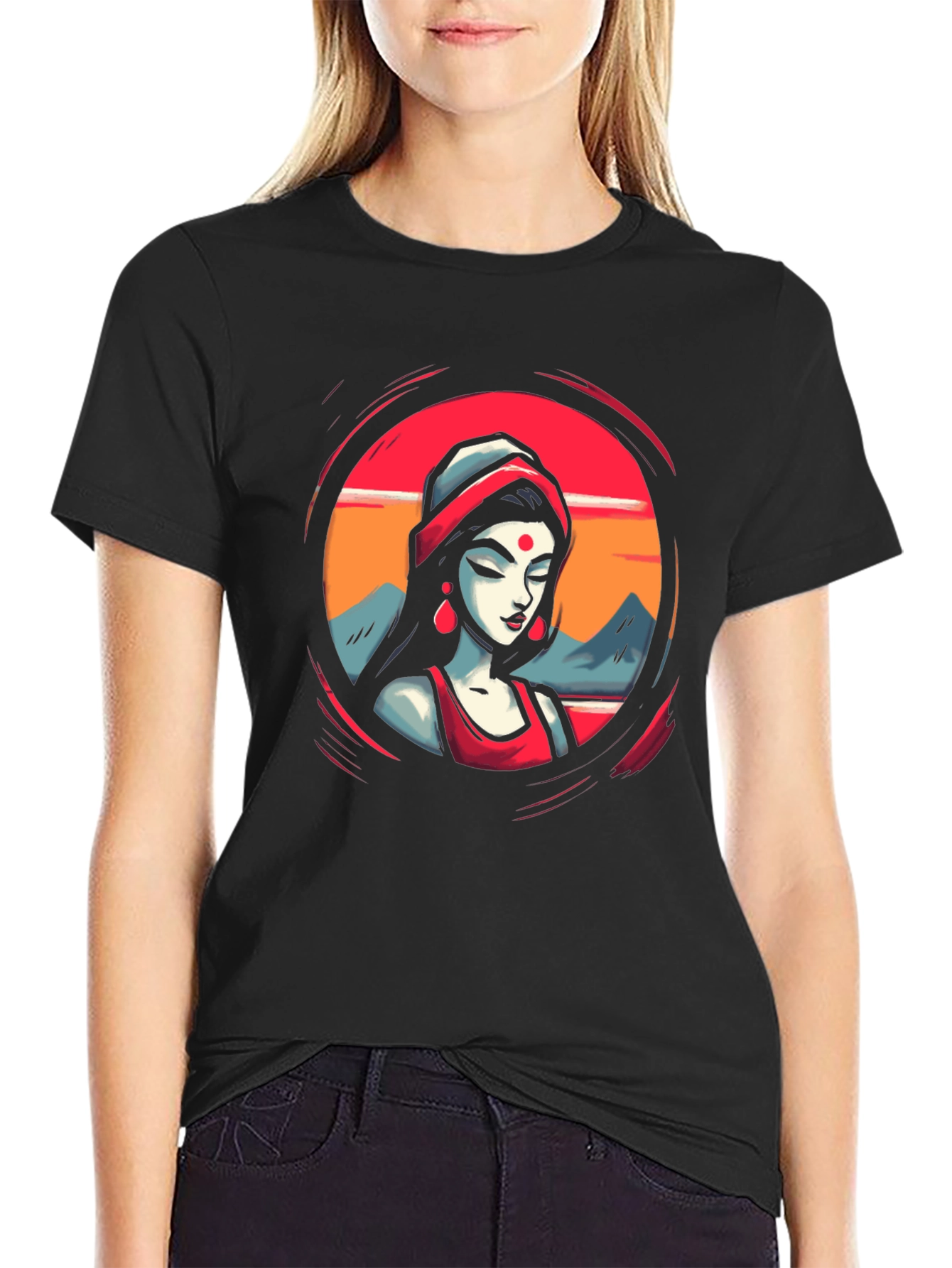 Vibrant Woman Graphic Black T-Shirt