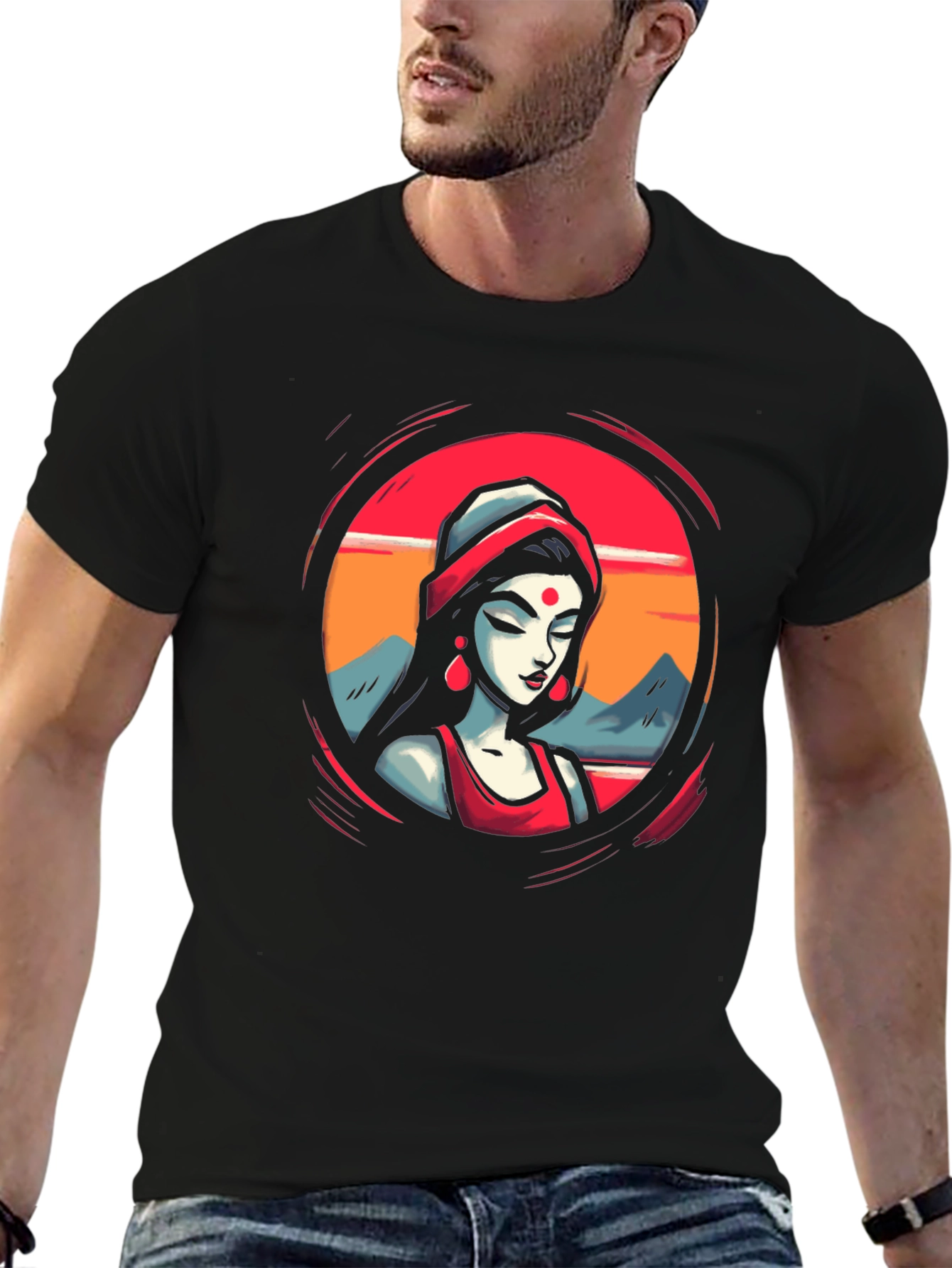 Vibrant Woman Graphic Black T-Shirt