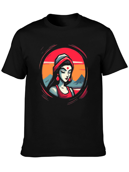 Vibrant Woman Graphic Black T-Shirt