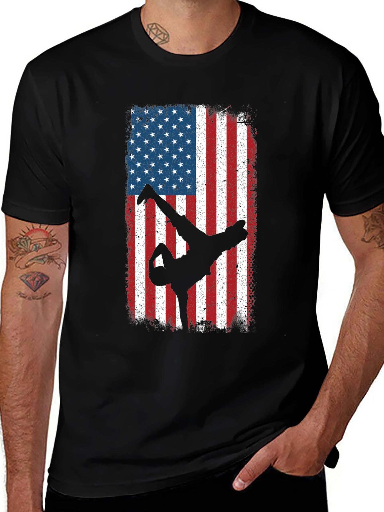 American Flag Breakdancer Graphic Tee