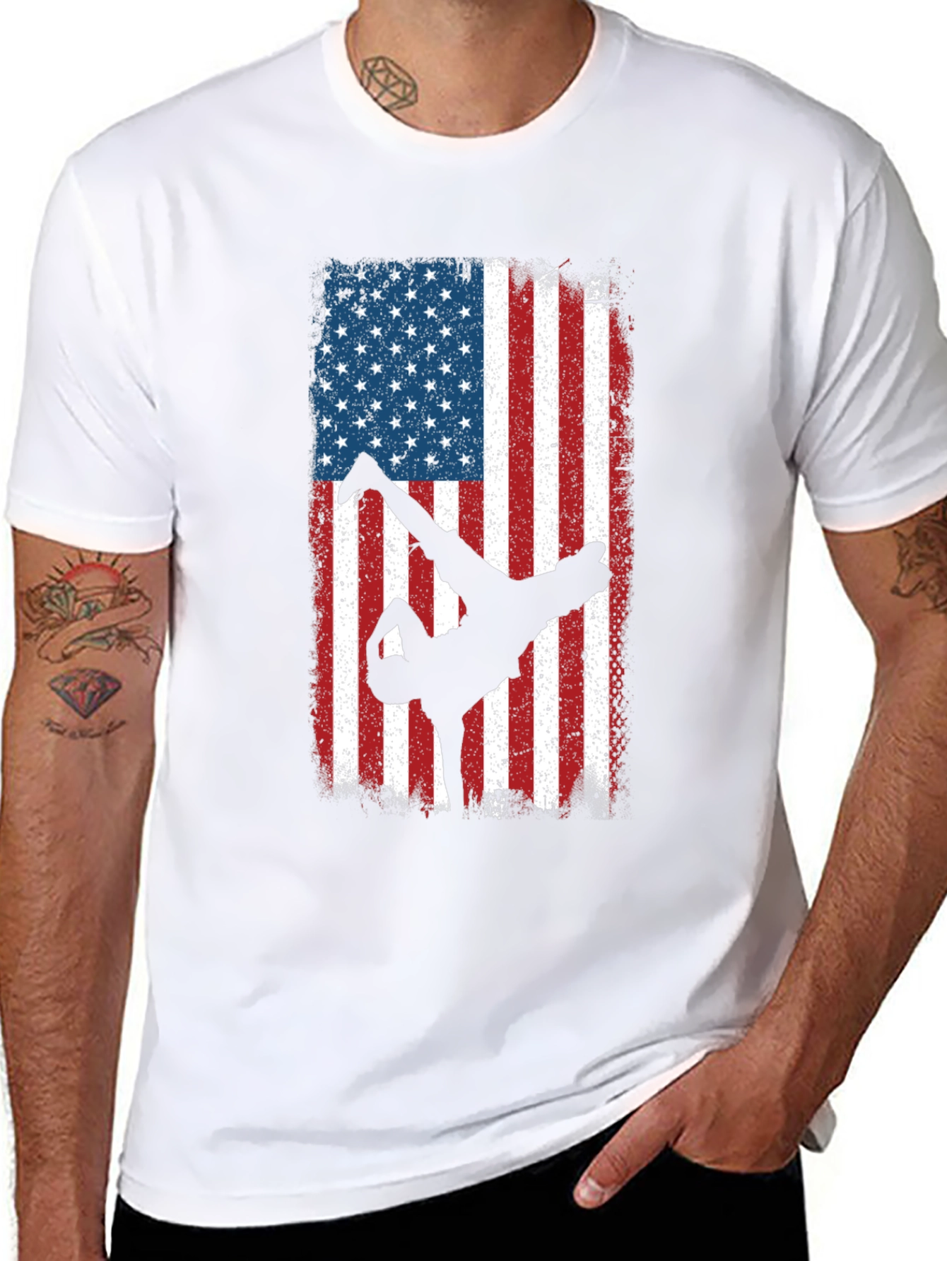 American Flag Breakdancer Graphic Tee
