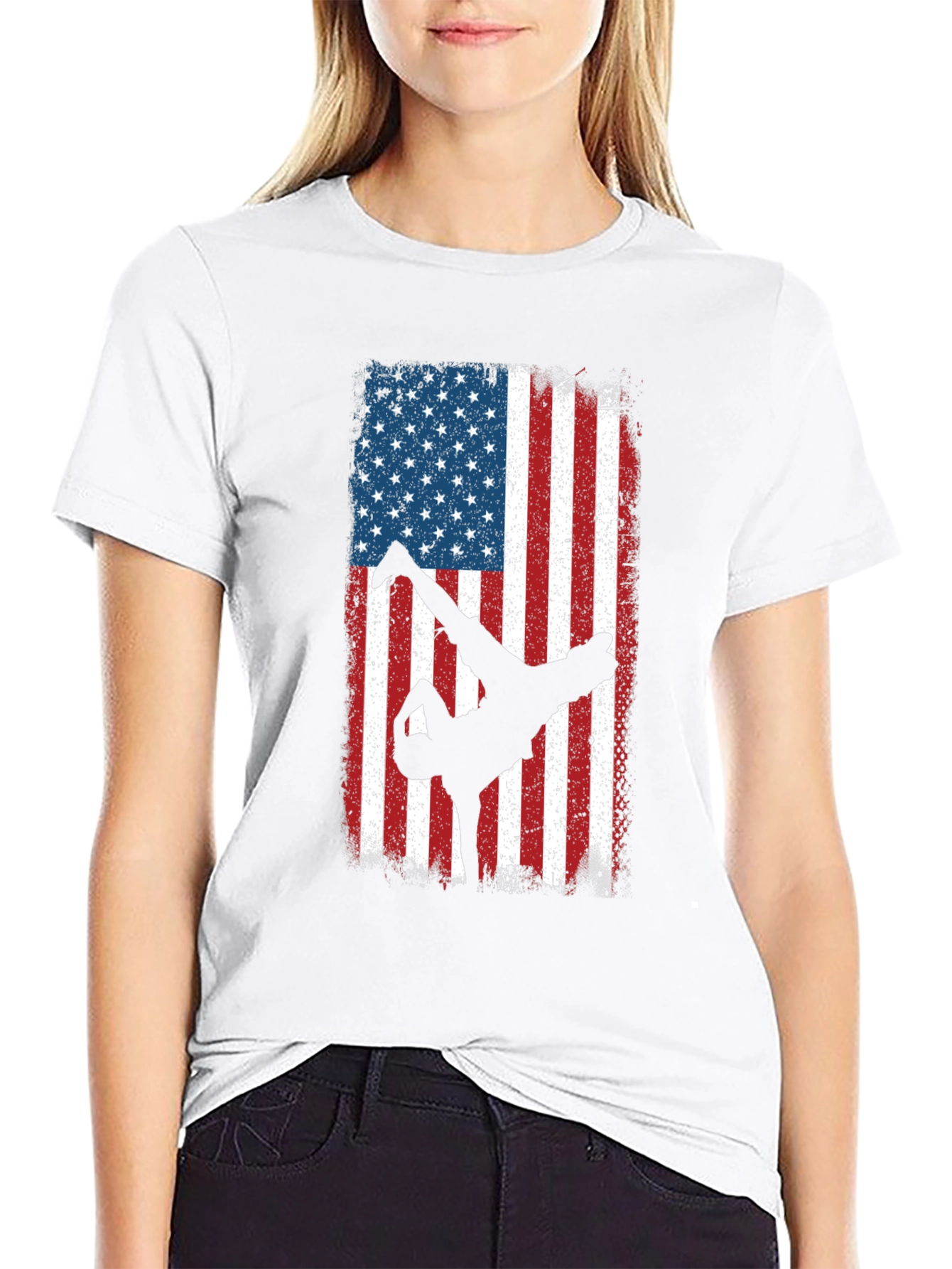 American Flag Breakdancer Graphic Tee