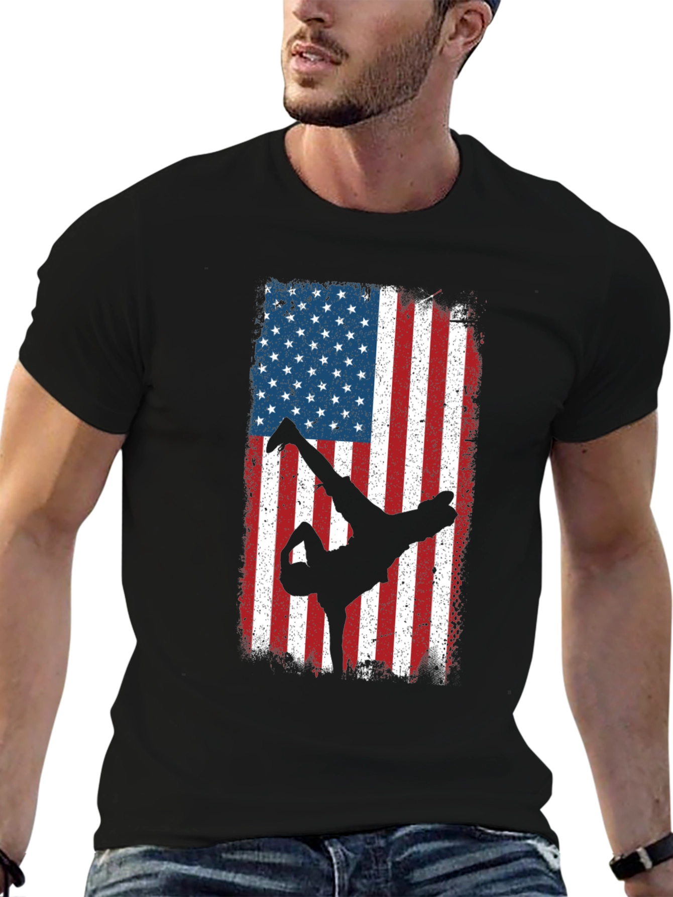 American Flag Breakdancer Graphic Tee