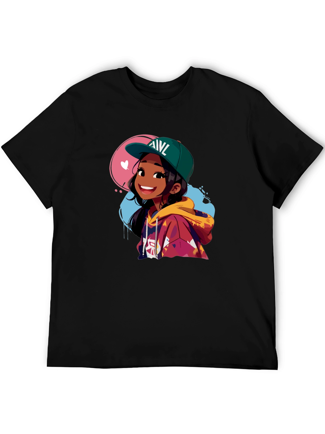 Anime Girl Graphic Tee - Stylish Black Cotton T-Shirt