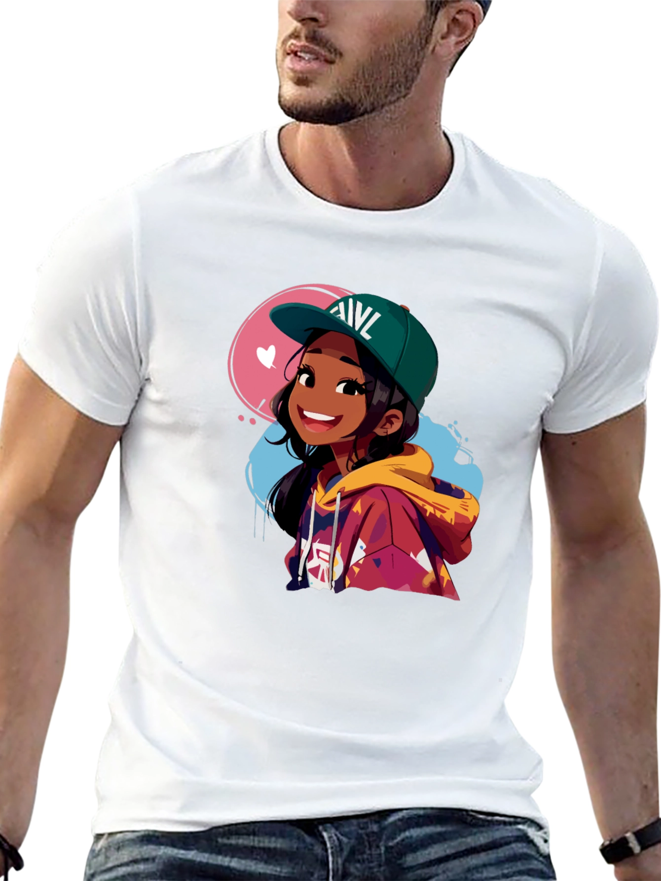 Anime Girl Graphic Tee - Stylish Black Cotton T-Shirt
