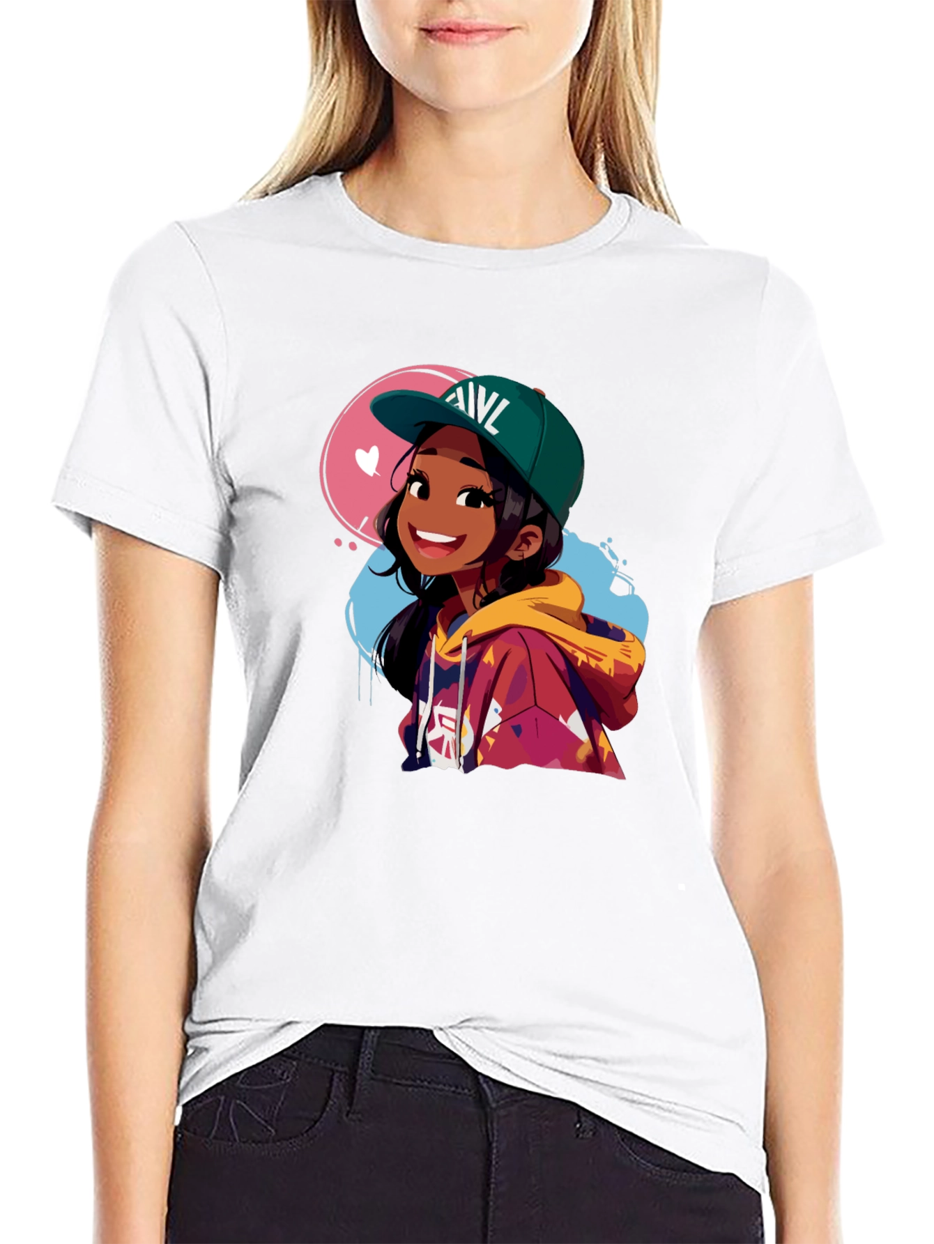 Anime Girl Graphic Tee - Stylish Black Cotton T-Shirt