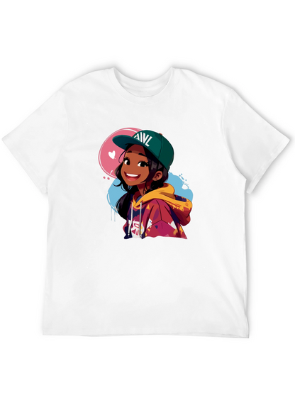 Anime Girl Graphic Tee - Stylish Black Cotton T-Shirt