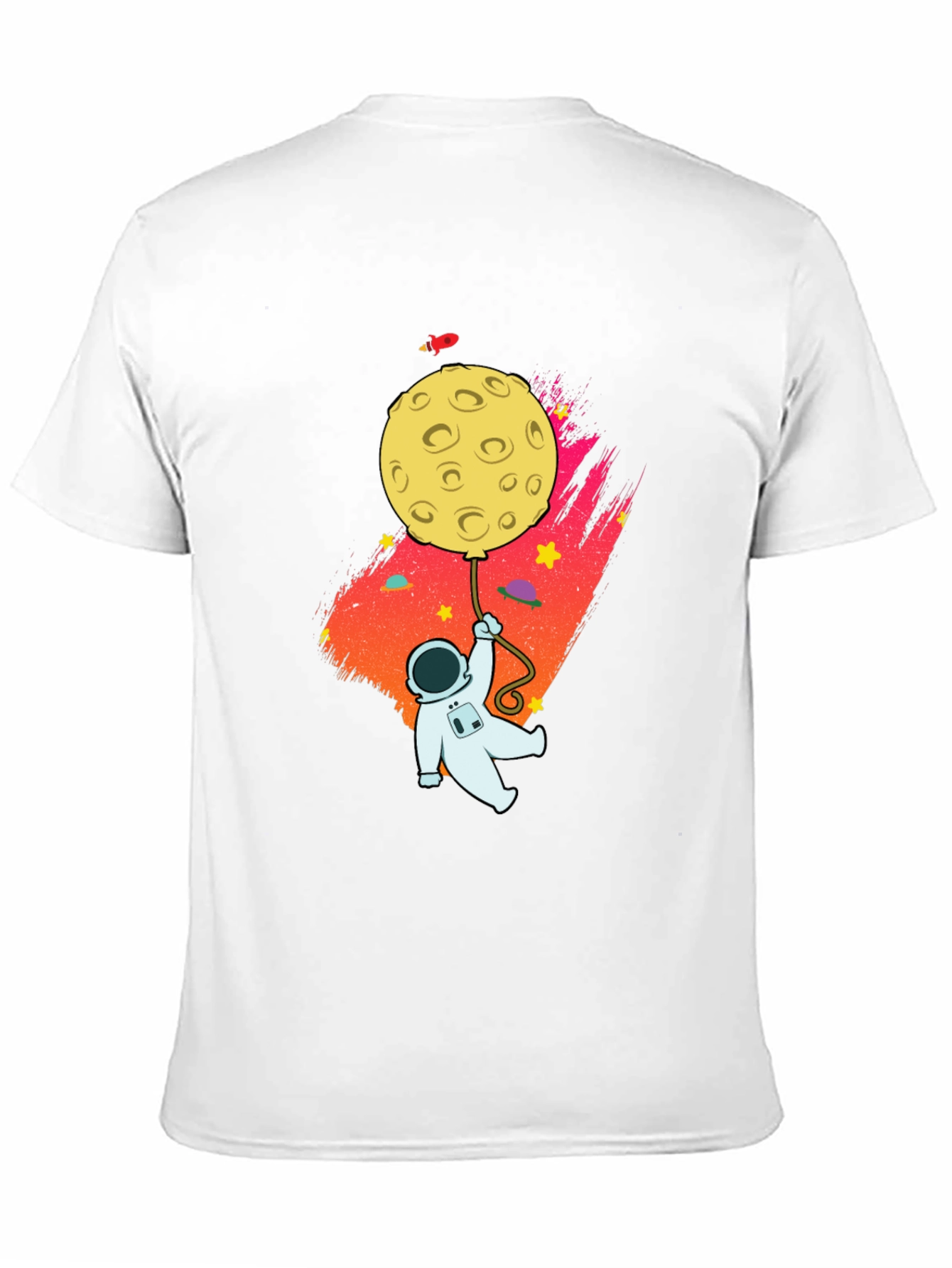 Astronaut Moon Balloon Graphic Black T-Shirt