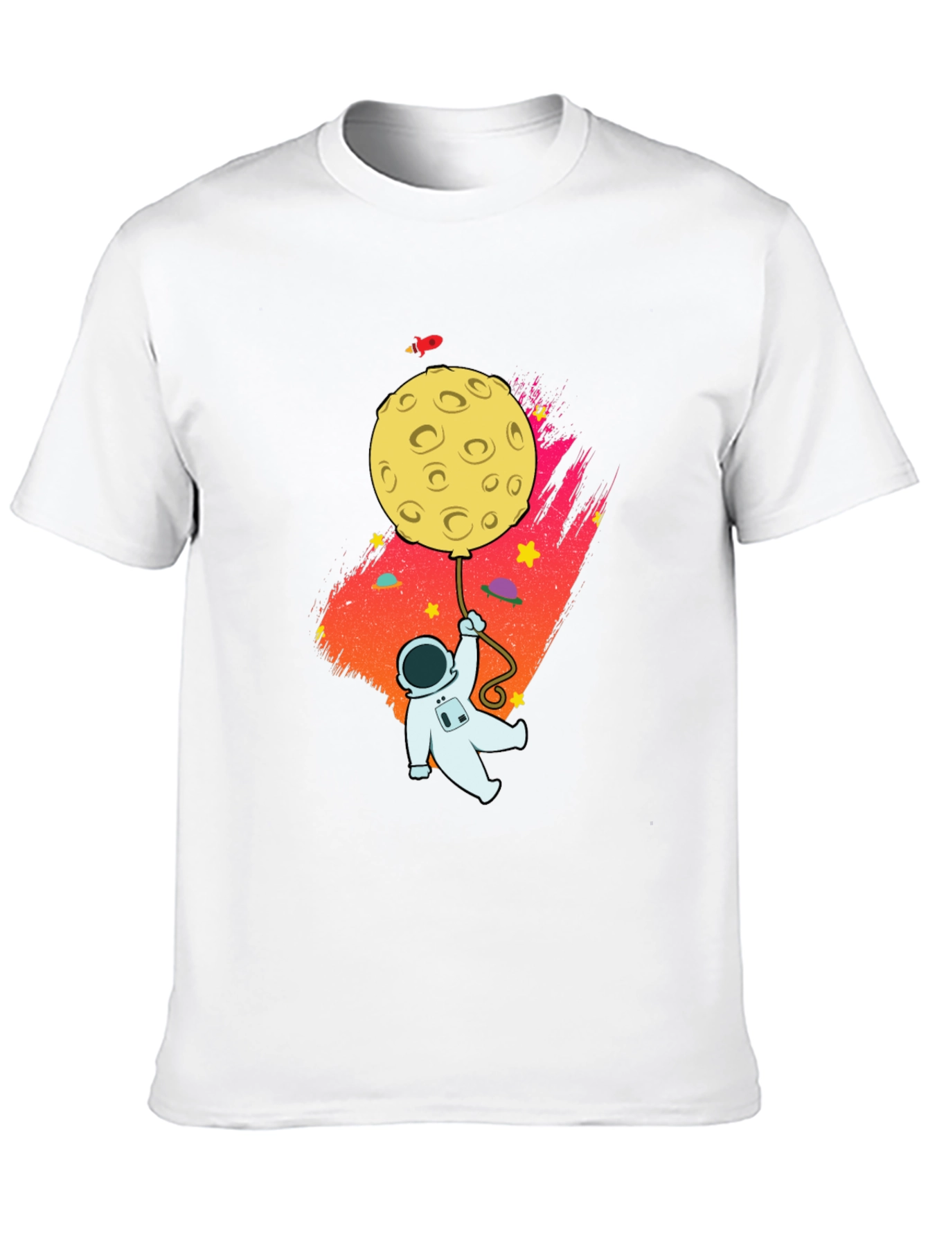 Astronaut Moon Balloon Graphic Black T-Shirt